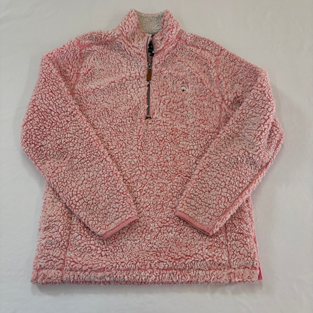 Southern Shirt Co Womens Pink Sherpa Fleece Quarter Zip Pullover Small